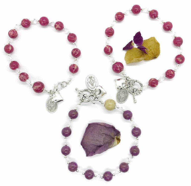 Memorial flower rosary bracelet / Wedding flower rosary bracelet  / 1017