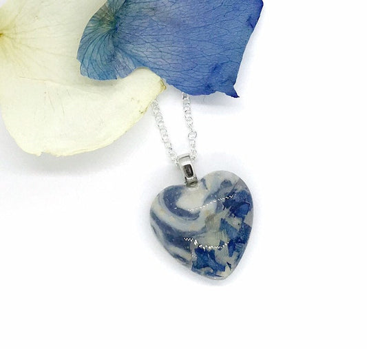 Memorial Flower Jewelry  "Piece of my Heart" necklace /  1219