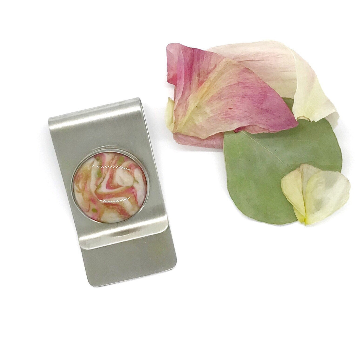 Memorial flower petal and cremation jewelry  / Money clip  / 1118