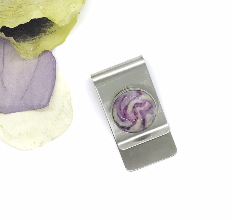 Memorial flower petal and cremation jewelry  / Money clip  / 1118