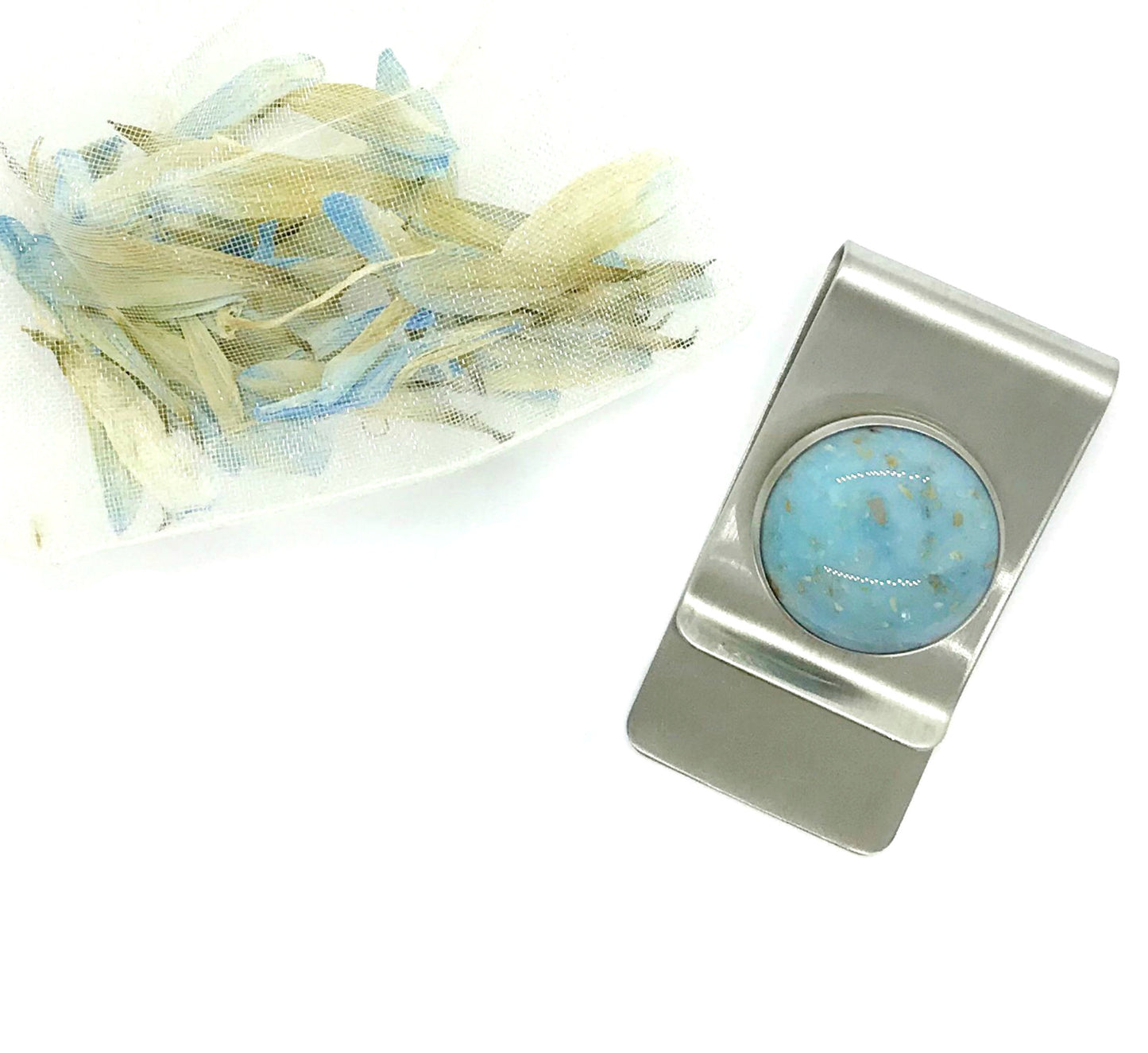 Memorial flower petal and cremation jewelry  / Money clip  / 1118