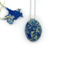 Load image into Gallery viewer, Memorial Flower Petal Jewelry / Oval Crystal Clear Resin Flower Petal Necklace  / 320
