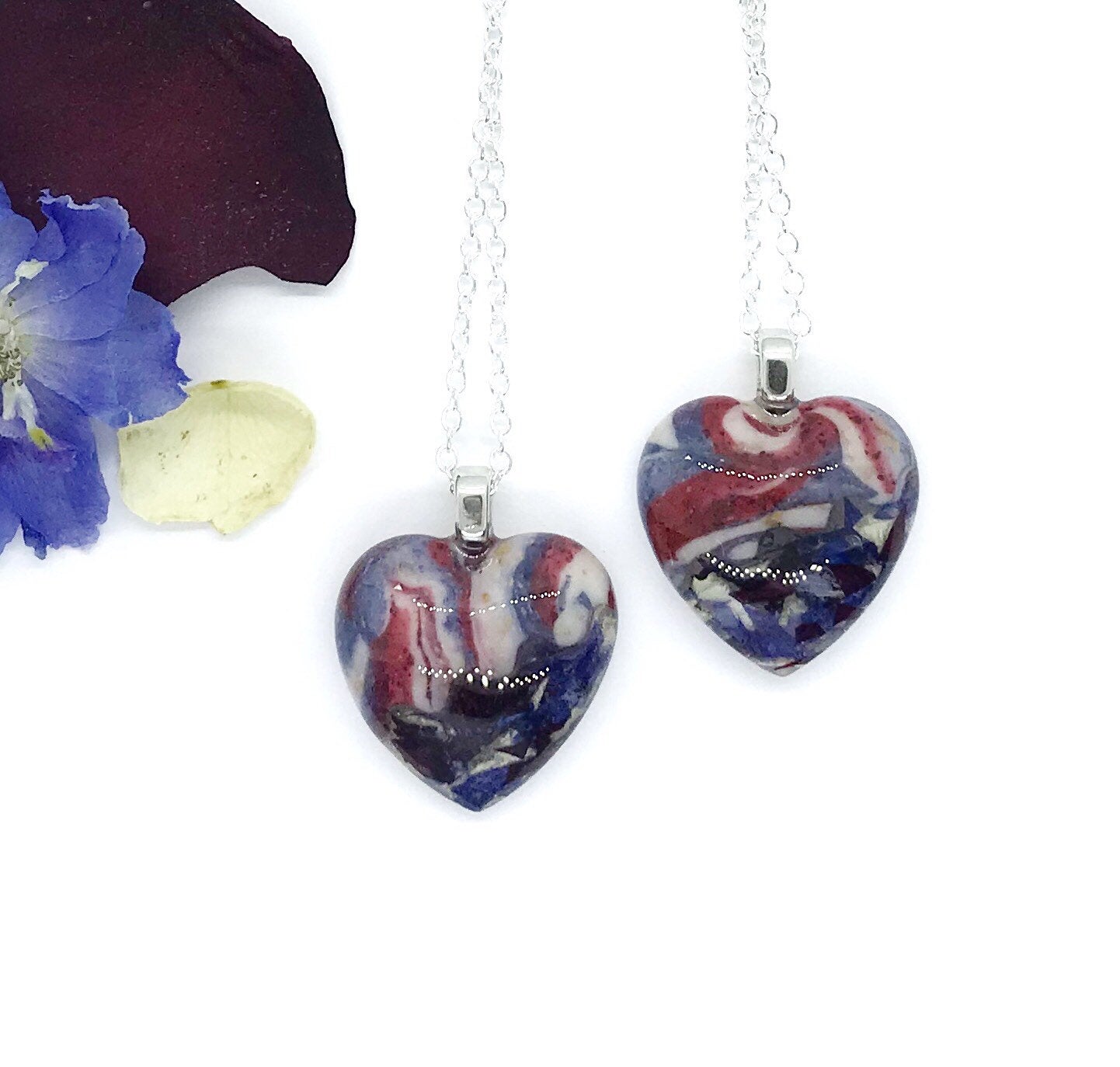 Memorial Flower Jewelry  "Piece of my Heart" necklace /  1219