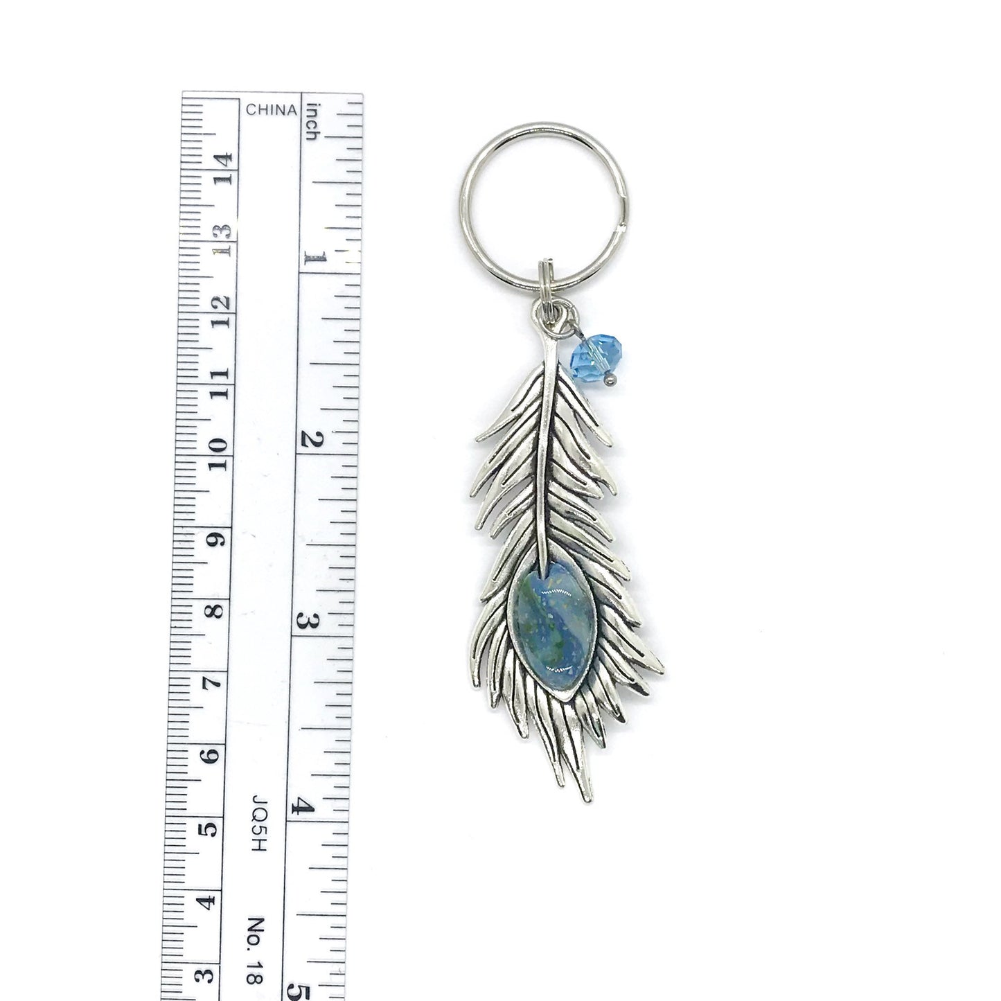 Memorial flower petal jewelry / Peacock feather keepsake key ring / 520