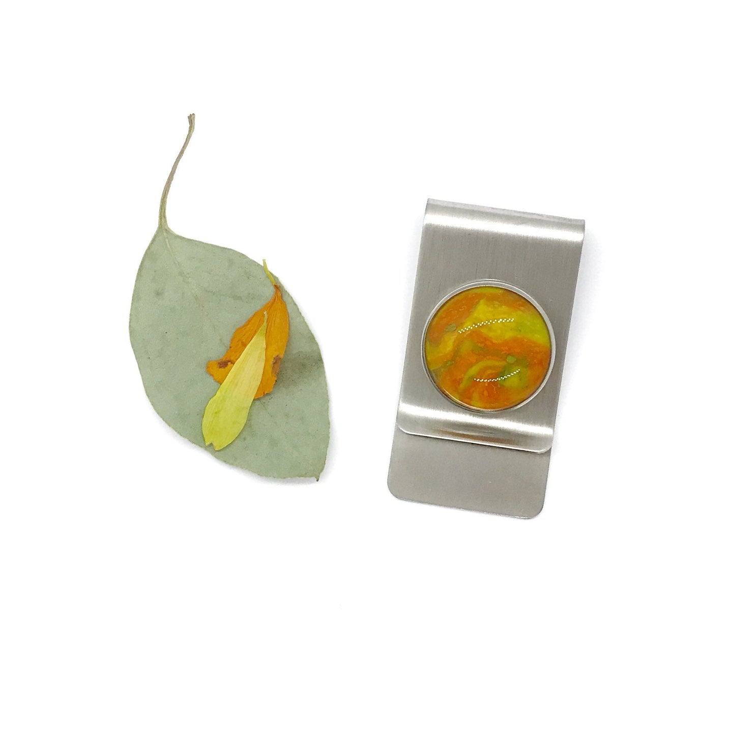 Memorial flower petal and cremation jewelry  / Money clip  / 1118