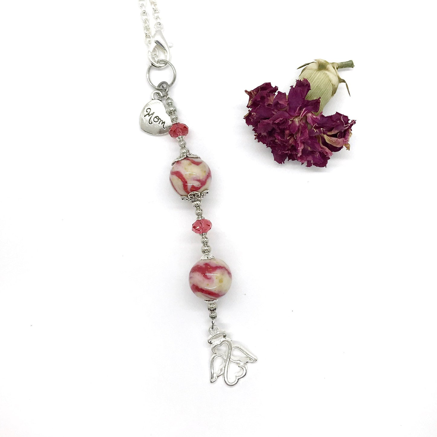 Memorial Flower Petal Rear View Mirror Charm  / 1018