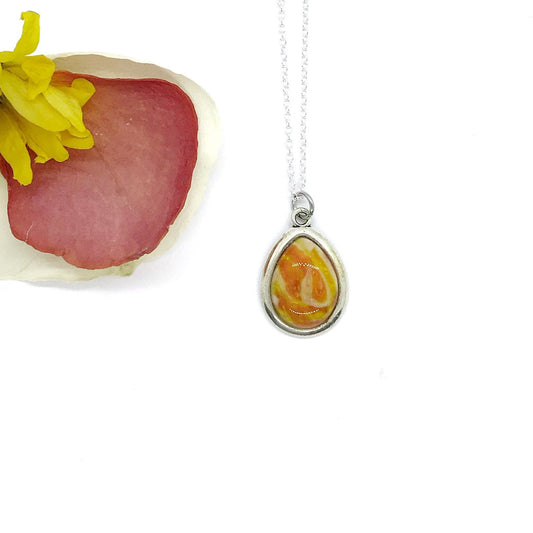 Silver Teardrop Memorial Flower Petal Necklace / 121