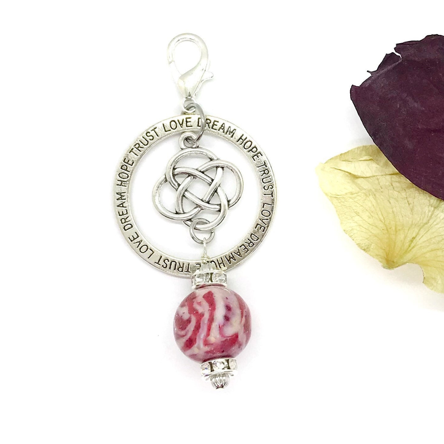 Memorial Flower Celtic Knot Wedding Bouquet Charm made from Funeral Flowers, Cremation Ashes / 721