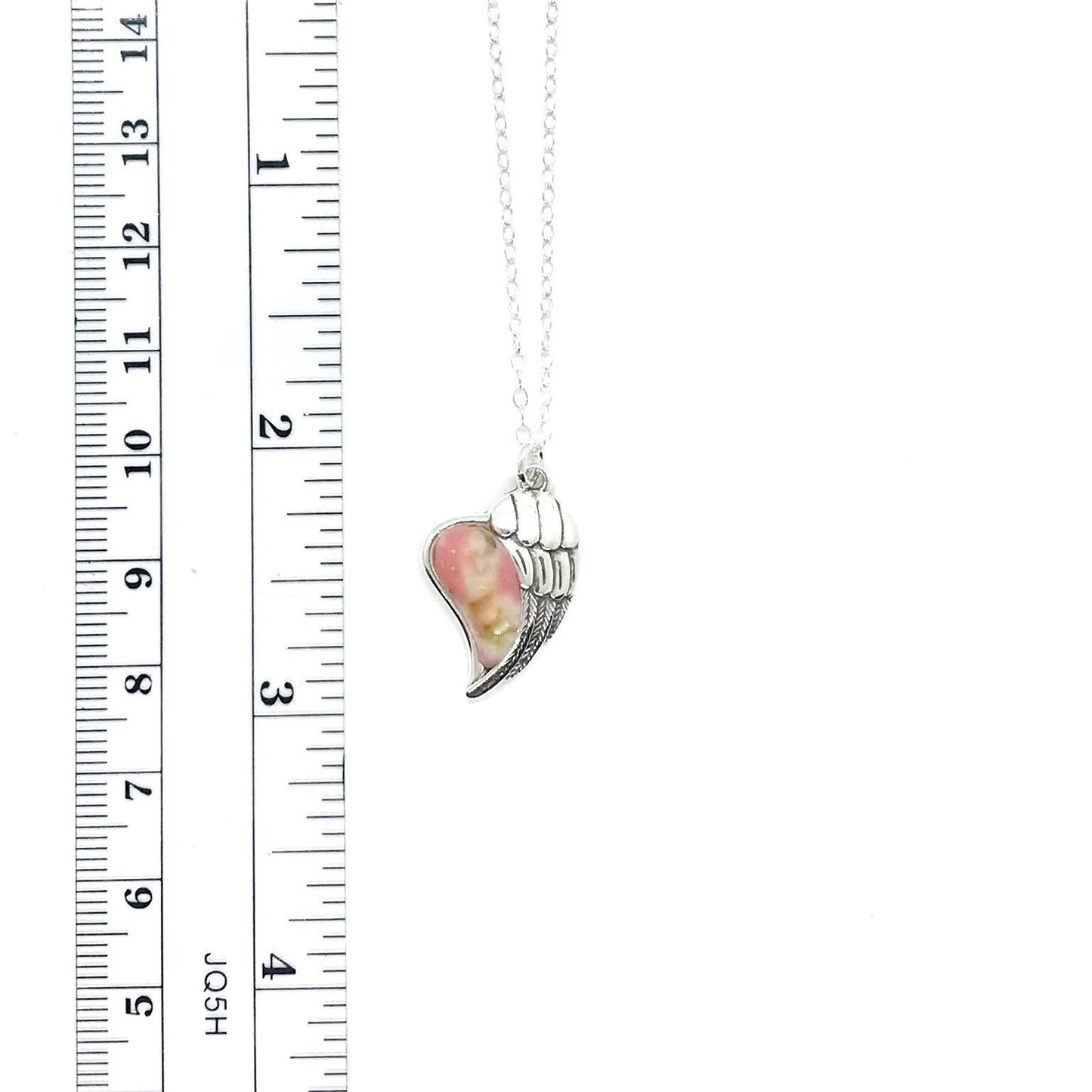 Angel Wing Heart Sterling Silver Necklace made from Funeral, Wedding Flowers, Cremation Ashes / 921
