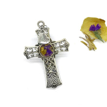 Load image into Gallery viewer, Silver Cross Car Visor Clip / Memorial Funeral Flower Keepsake / 522
