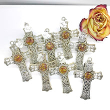 Load image into Gallery viewer, Silver Cross Car Visor Clip / Memorial Funeral Flower Keepsake / 522
