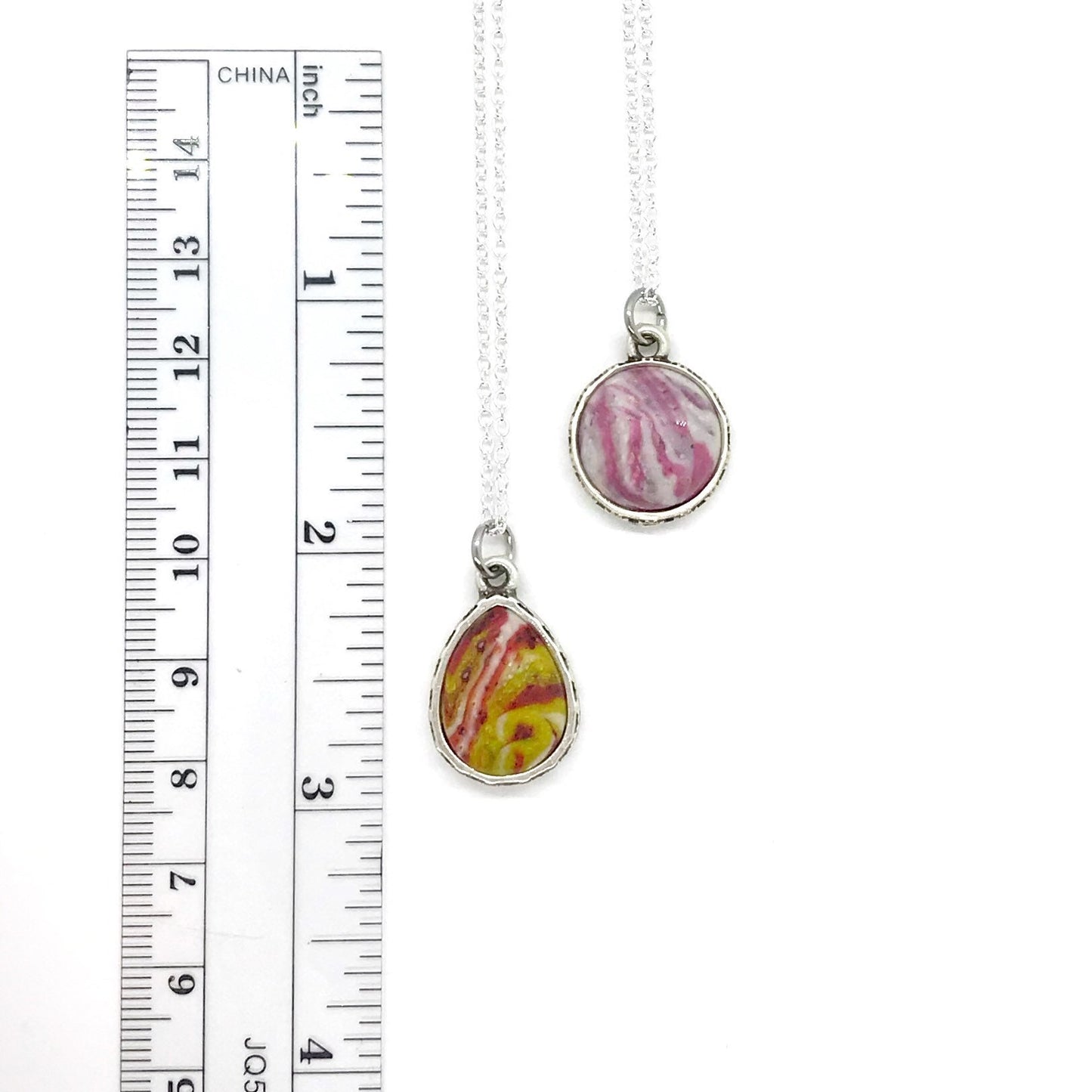 Antique Silver Teardrop Flower petal necklace with Intricate Floral Scrolled Detail / 222